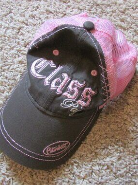 NWOT Peterbilt Brown Pink Class Pays Bling Rhinestones Hat Cap One Size Adjusts